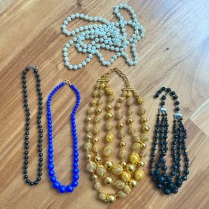 Vintage costume drag jewelry bundle, grandma necklaces lot, fake pearls